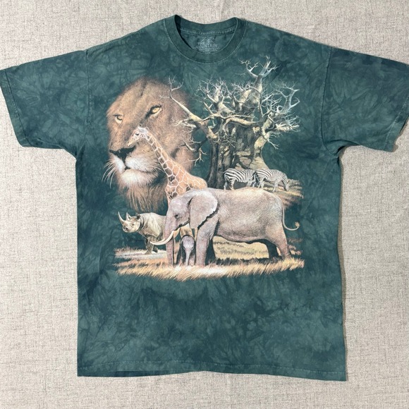 The Mountain Other - The Mountain Men T-Shirt XL African Wildlife Graphic Green Tie Dye